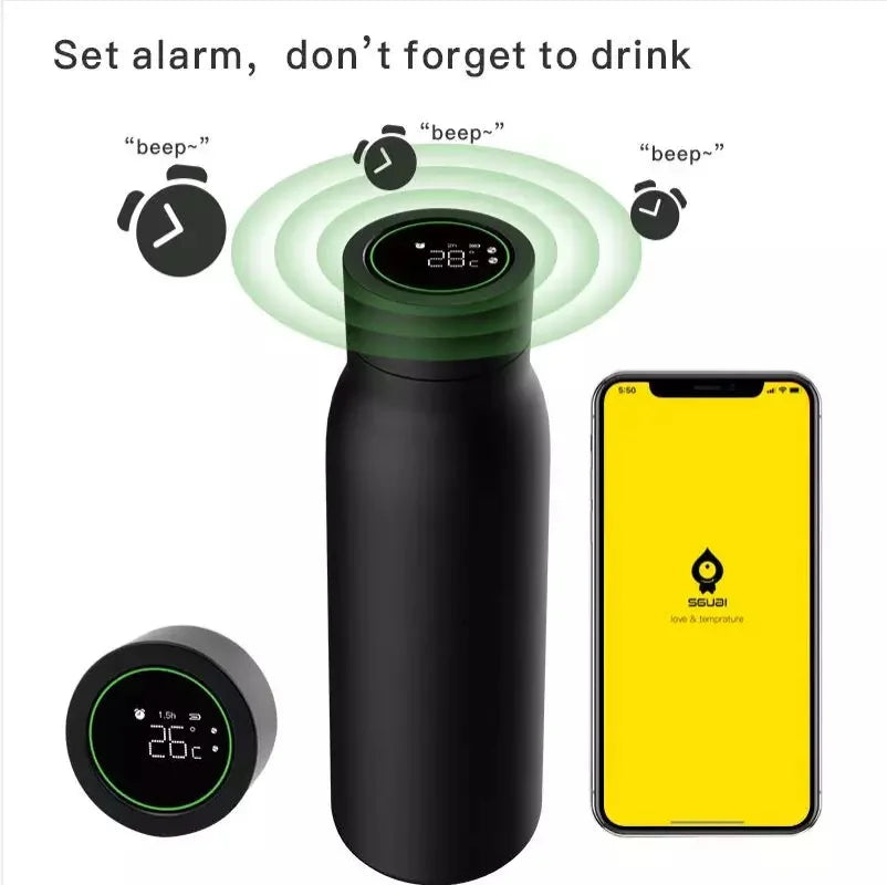 Tuya Bluetooth Smart Water Cup LCD Temperature Display Water Consumption Record Keep Warm Bottle Works With Tuya Smart Life APP