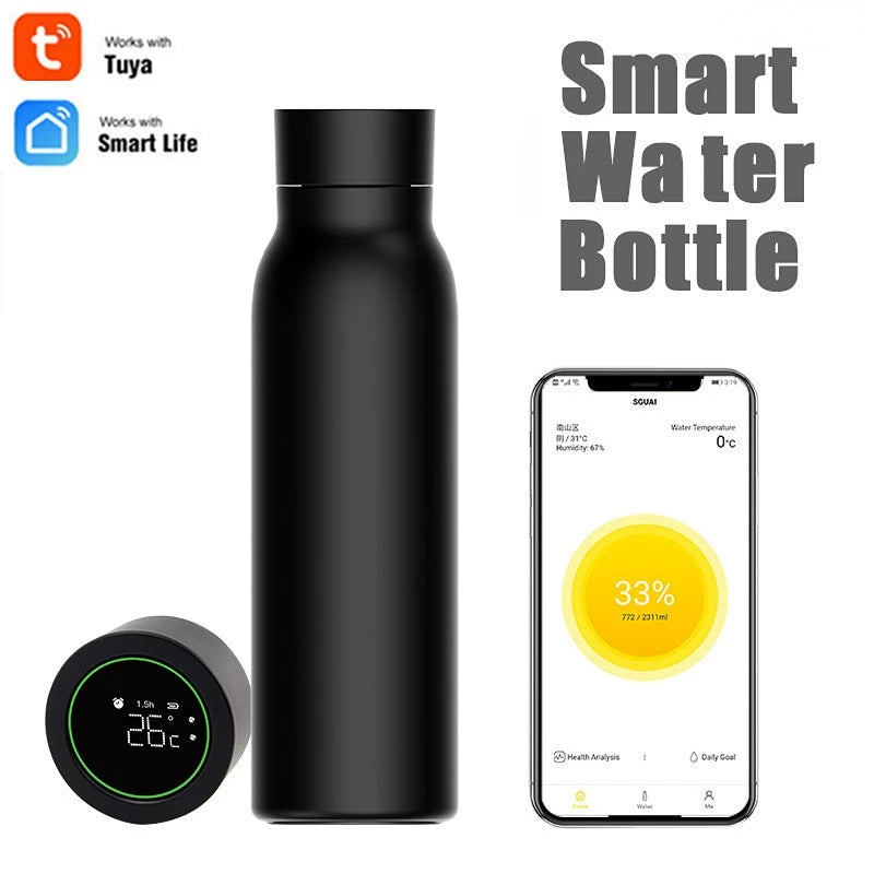Tuya Bluetooth Smart Water Cup LCD Temperature Display Water Consumption Record Keep Warm Bottle Works With Tuya Smart Life APP
