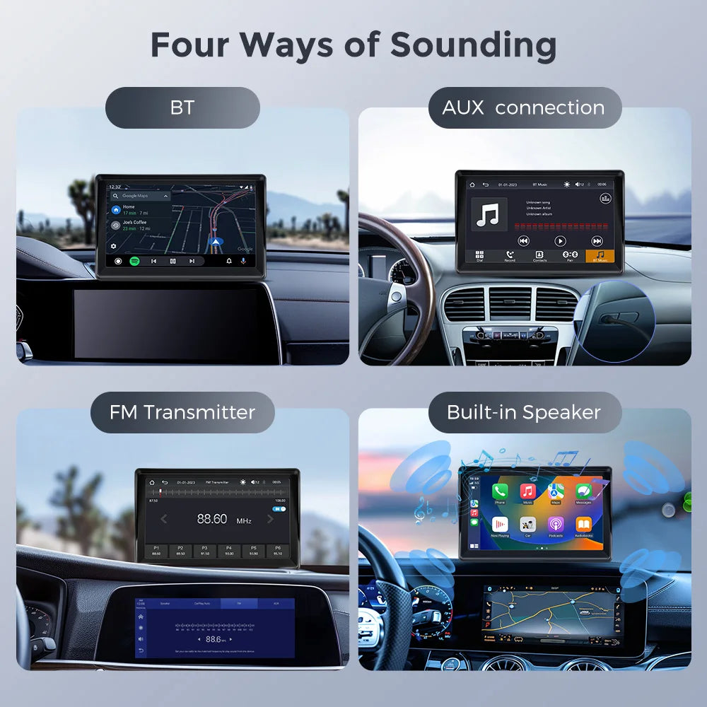 Car Radio Carplay Android Auto Car Stereo Portable Universal Touch Screen Car Multimedia Video Player With Bluetooth AUX