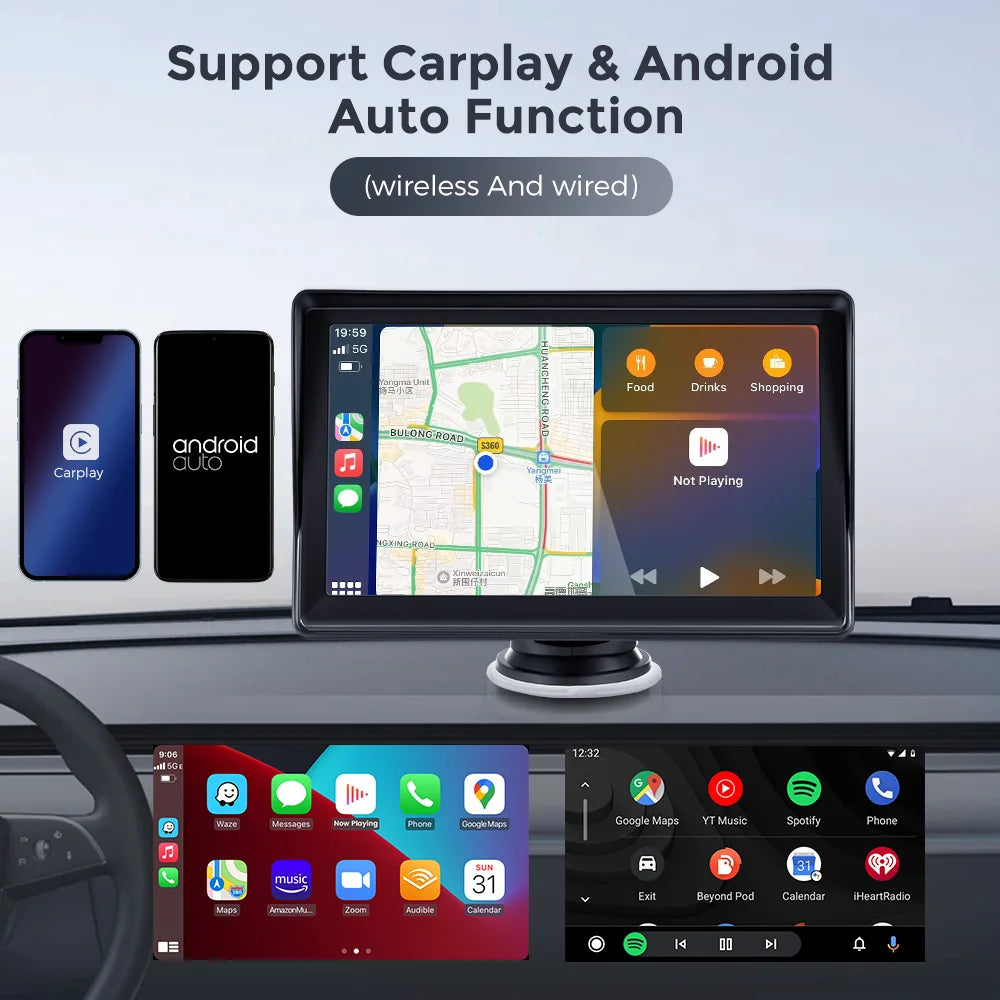 Car Radio Carplay Android Auto Car Stereo Portable Universal Touch Screen Car Multimedia Video Player With Bluetooth AUX