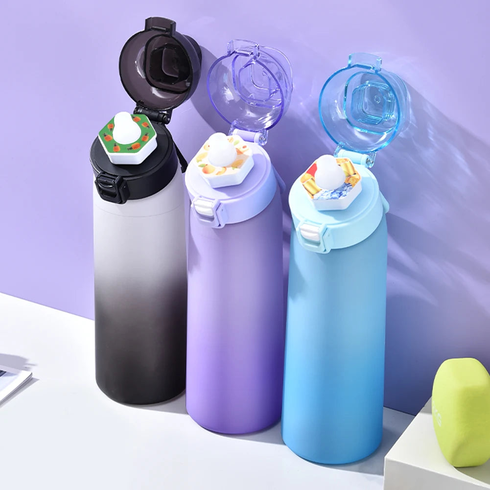 650ML Scent Flavored Water Bottle Scent Water Cup Sports Bottle with 7 Flavor Pods Air Water Up Bottle for Travel Hiking