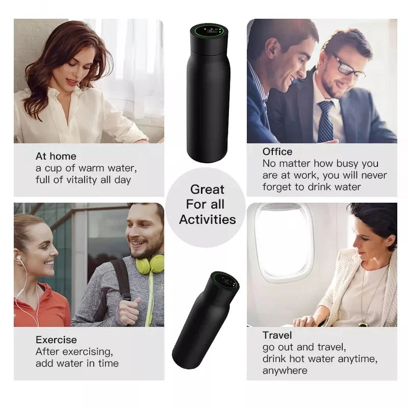 Tuya Bluetooth Smart Water Cup LCD Temperature Display Water Consumption Record Keep Warm Bottle Works With Tuya Smart Life APP